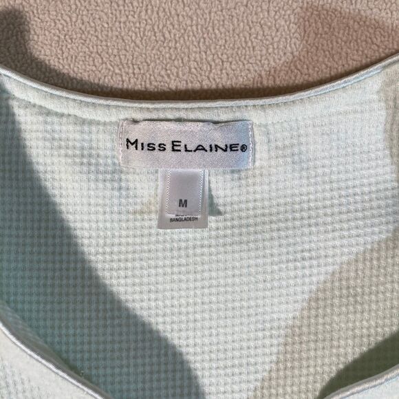 Miss Elaine Bath Robe Med Mint Green‎ Waffle Knit Embroidered Cottagecore Granny - Picture 2 of 11